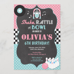 Invitation Jour d'anniversaire de Bowling rock and roll