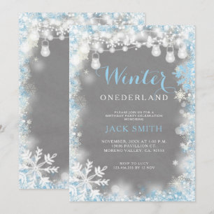 Invitation Jour d'anniversaire de Boy Snowflakes Winter Onede