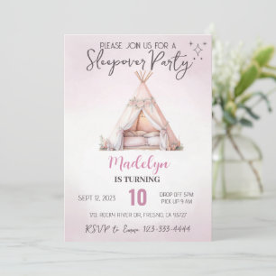 Invitation Jour d'anniversaire de la fête du Boho Teepee Stwo