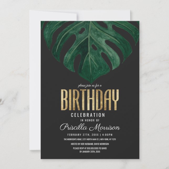 Invitation Jour d'anniversaire de la feuille d'or de fromage  (Devant)