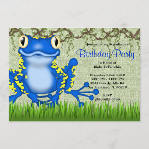 Invitation Jour d'anniversaire de la Jungle de Grenouille Ble