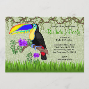 Invitation Jour d'anniversaire de la jungle des vignes de Tuc