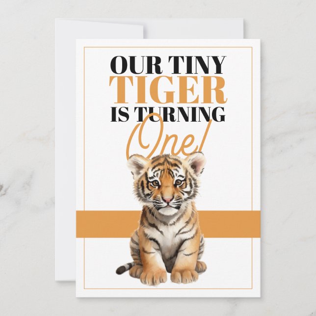 Invitation Jour d'anniversaire de la jungle moderne de Tigre  (Devant)
