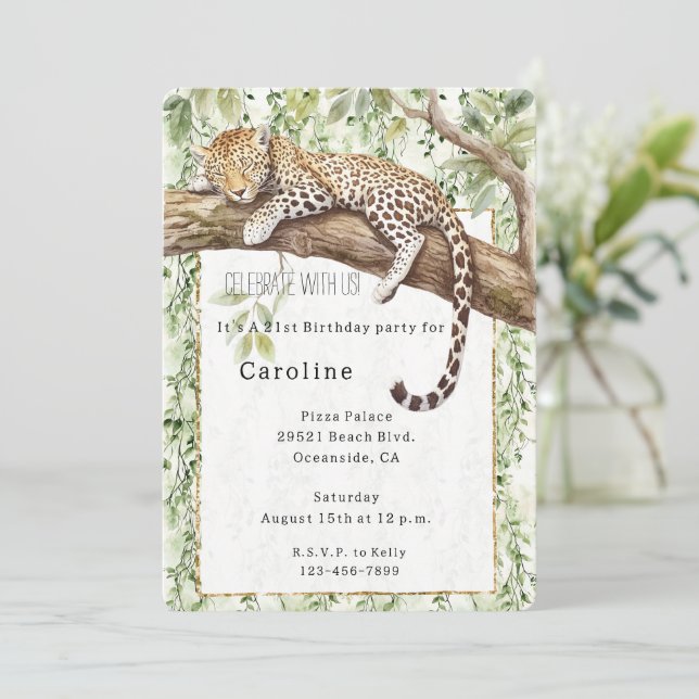 Invitation Jour d'anniversaire de la jungle verte sauvage (Debout devant)