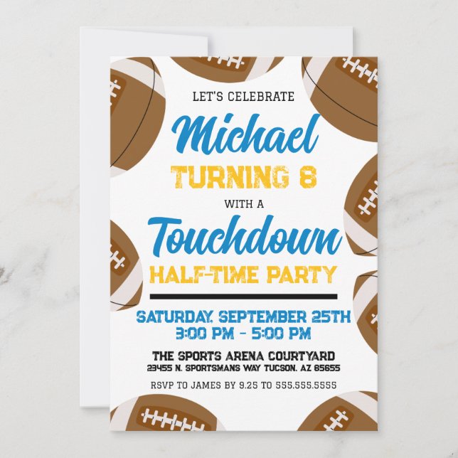 Invitation Jour d'anniversaire de la partie de football en or (Devant)