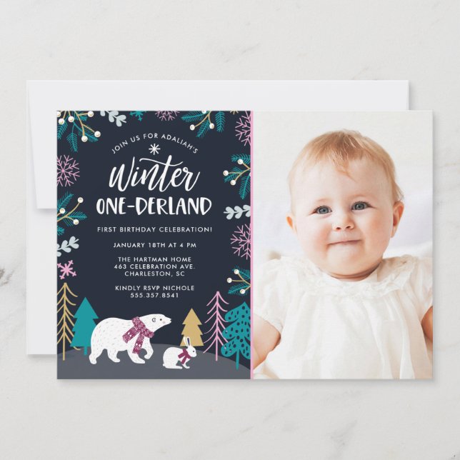 Invitation Jour d'anniversaire de l'hiver coloré Wonderland | (Devant)