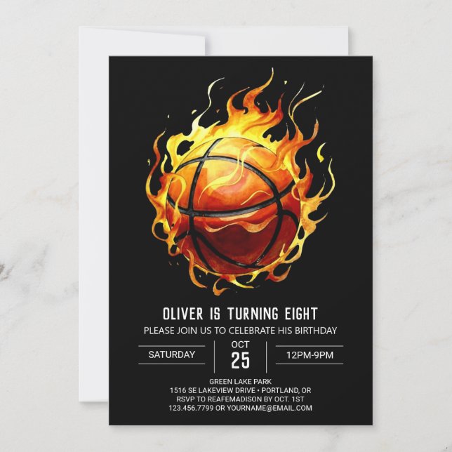 Invitation Jour d'anniversaire du basket-ball Orange (Devant)