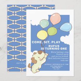 Invitation Jour d'anniversaire du chien et des ballons