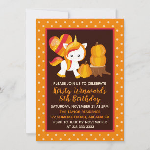 Invitation Jour d'anniversaire du Citrouille de la licorne de