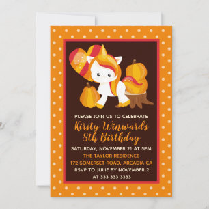 Invitation Jour d'anniversaire du Citrouille de la licorne de