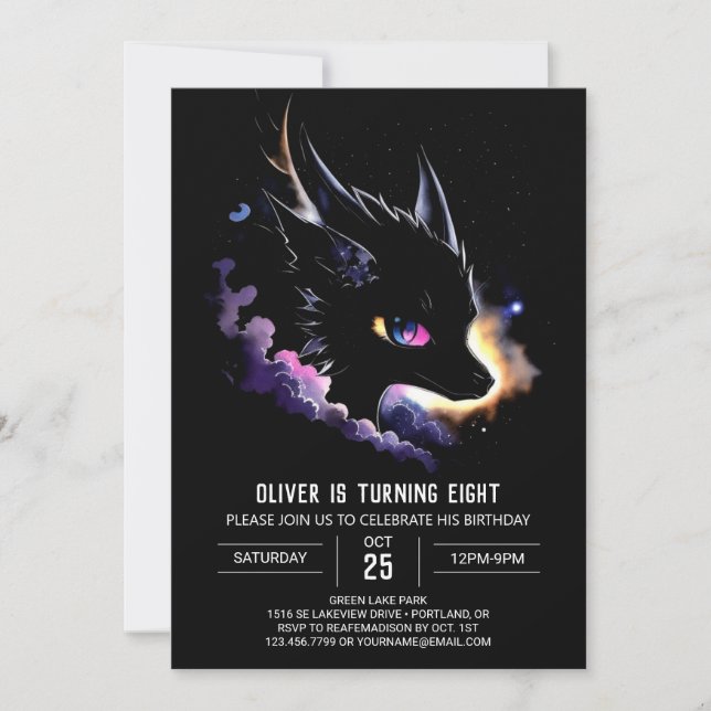 Invitation Jour d'anniversaire du conte de fées du mignon Dra (Devant)