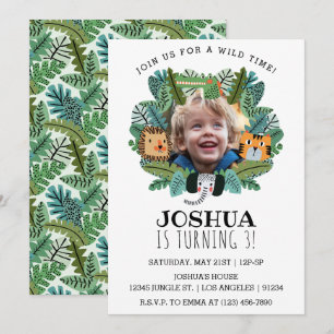 Invitation Jour d'anniversaire du Lion Tiger Safari Jungle mi