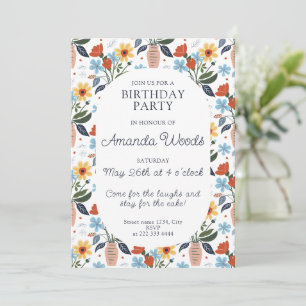 Invitation Jour d'anniversaire exubérant en fleurs