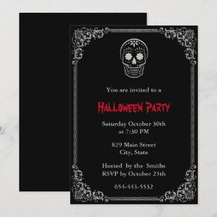 Invitation Jour D'Argent De L'Halloween Du Crâne Sucrier Mort