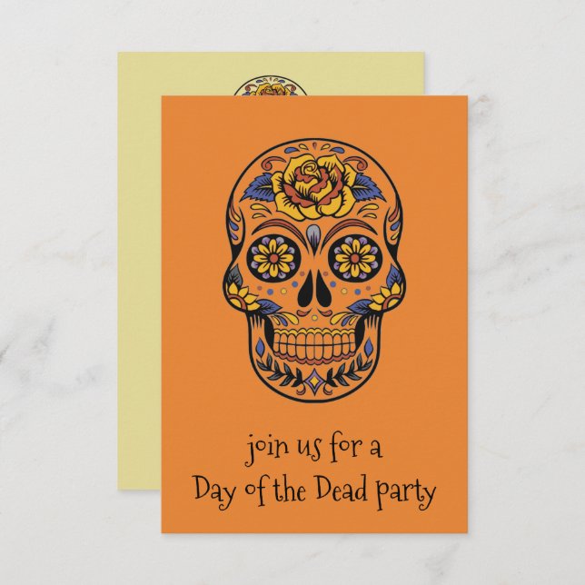Invitation Jour De La Dead Sugar Skull Party (Devant / Derrière)