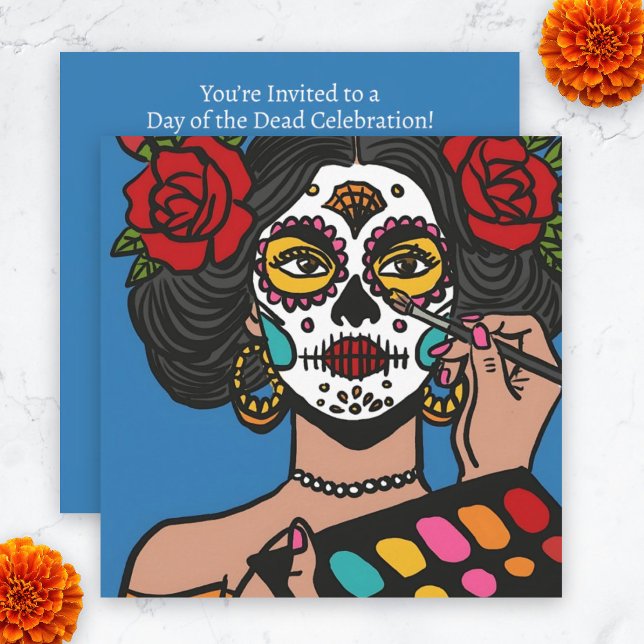 Invitation Jour de la main morte tiré Catrina (Day of the Dead Hand Drawn Catrina Invitation.)