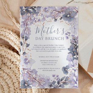 Invitation Jour de la mère de l'or chic lavande à l'aquarelle
