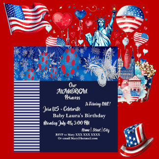Invitation Jour de la naissance du phlon du drapeau patriotiq