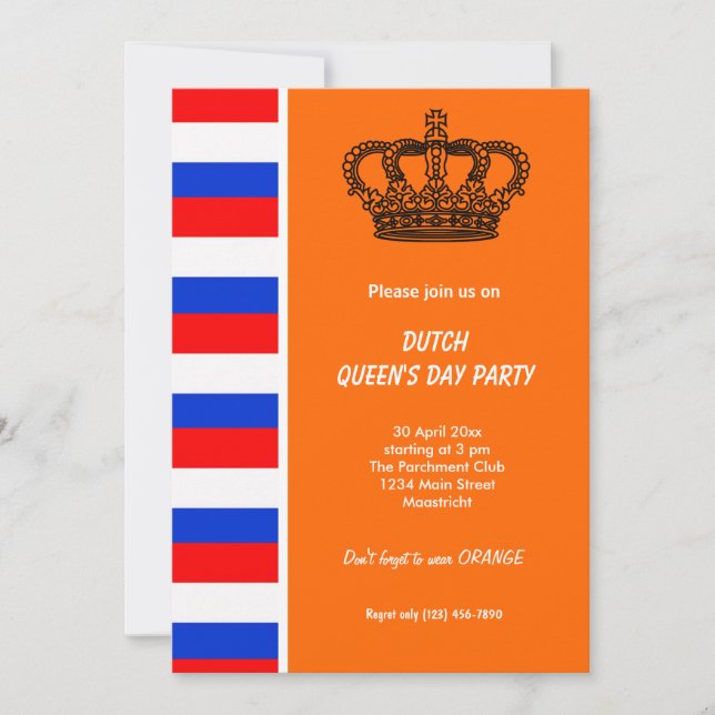 Invitation Jour de la reine hollandaise (Koninginnedag) (Devant)