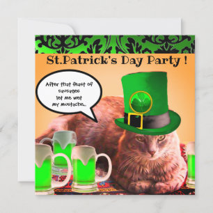 INVITATION JOUR DE LA SAINT-PATRICK CHAT LEPRECHAUN CHAPEAU B