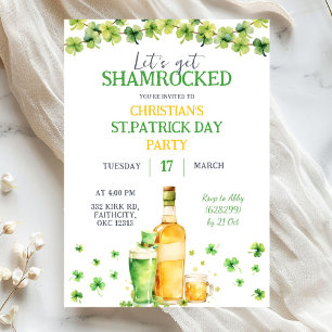 Invitation Jour de la Saint-Patrick Faisons la fête Shamrock 