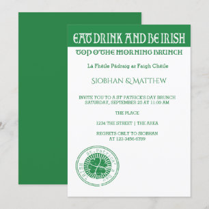 Invitation Jour de la Saint Patrick Irlandais à thème brunch 