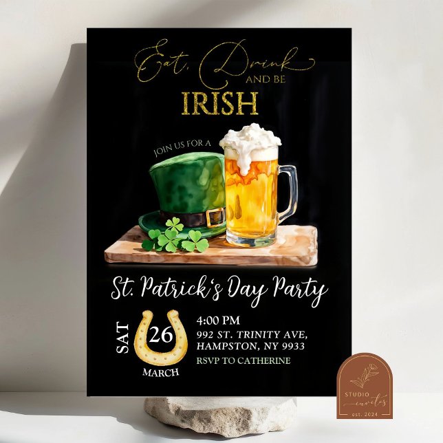 Invitation Jour de la Saint Patrick Shamrock irlandais Fête d (Créateur téléchargé)