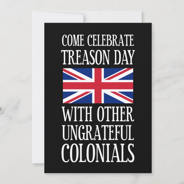 Invitation Jour de la trahison Colon ingrats humour 4 juillet (Devant)