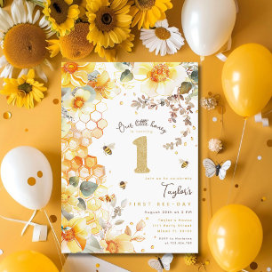 Invitation Jour de l'abeille Bourdon 1er anniversaire Floral 