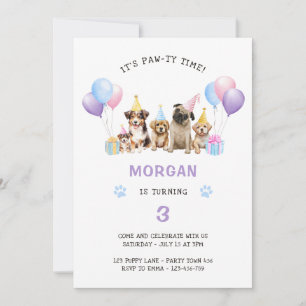Invitation Jour de l'anniversaire du chien pourpre