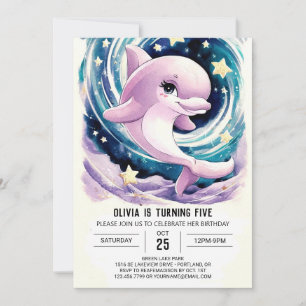 Invitation Jour de l'anniversaire du dauphin d'enfant simple 