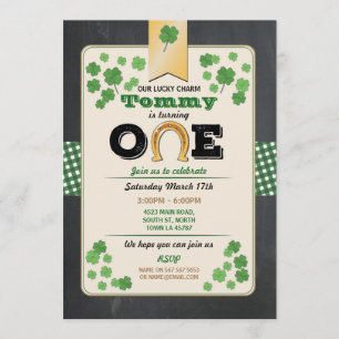 Invitation Jour de l'Saint Patrick 1er anniversaire Invitatio