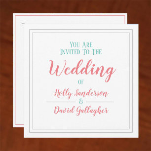 Invitation Jour de mariage aux couleurs pastel et carré simpl