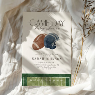 Invitation Jour de match de football Baby Shower Bleu Marine