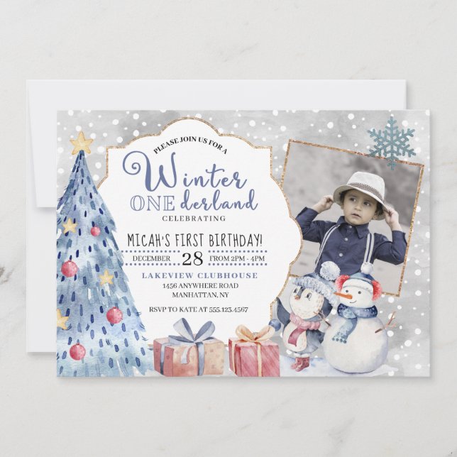 Invitation Jour de Noël d'hiver Onederland (Devant)