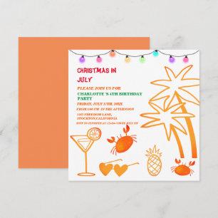 Invitation Jour De Noël En Juillet Fête D'Anniversaire 