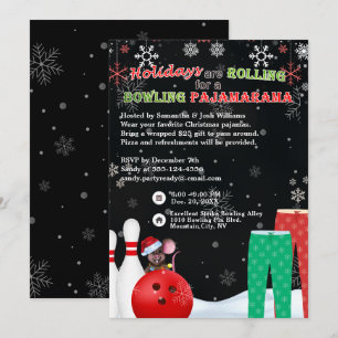 Invitation Jour de Noël Pajama Pizza Party Black