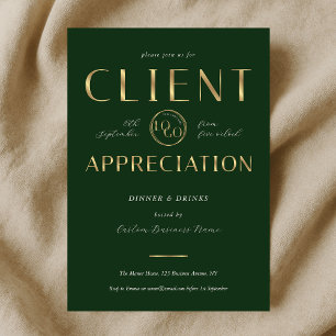 Invitation Jour de reconnaissance des clients Logo Vert et Or