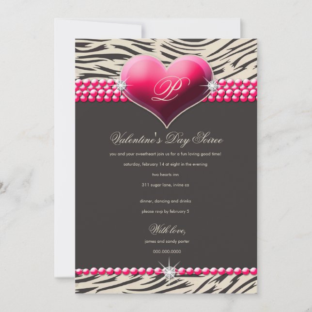 Invitation jour de Valentines fascinant du coeur 311-Pink (Devant)