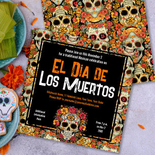 Invitation Jour des crânes de sucre du Parti mexicain mort