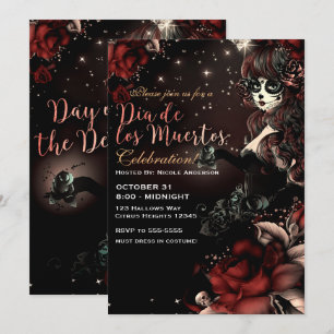 Invitation Jour des Morts Dia de los Muertos Rouge Noir