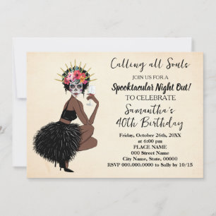 Invitation Jour des morts Halloween Filles Night Out Annivers