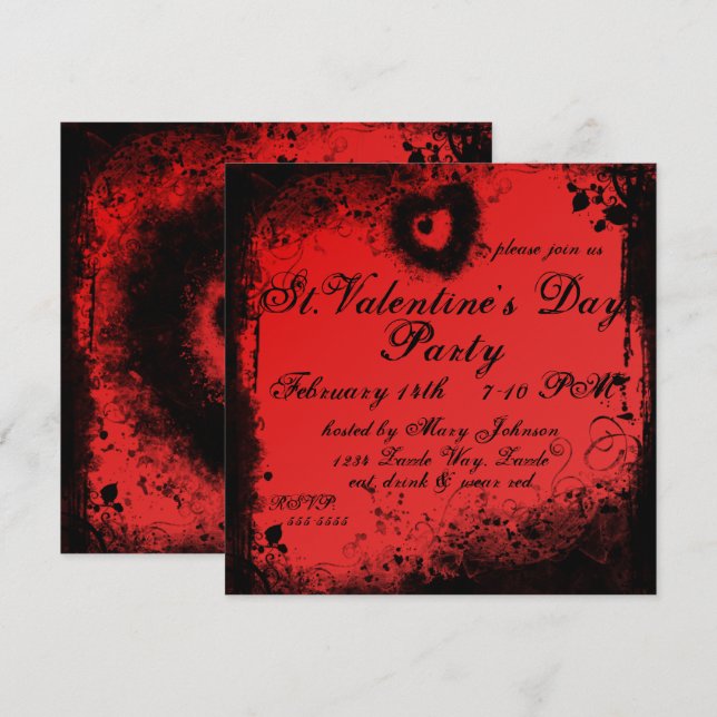 Invitation Jour des Valentines de Grungy Goth (Devant / Derrière)