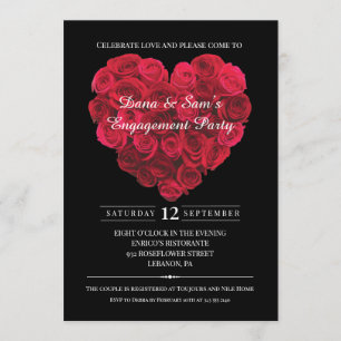 Invitation Jour des Valentines de l'engagement du coeur de Ro