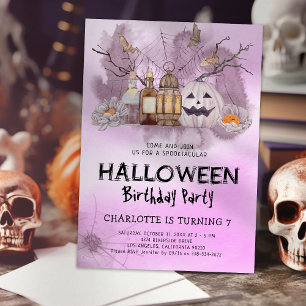 Invitation Jour d'Halloween pour enfants rose Spooktacular