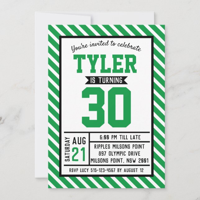 Invitation Jour du 30e anniversaire d'une touche verte modern (Devant)