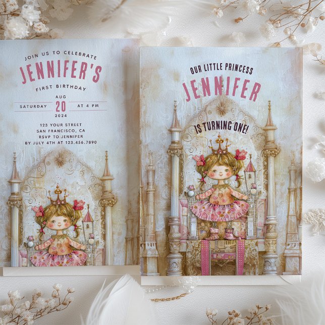 Invitation Jour du premier anniversaire de la princesse encha (Créateur téléchargé)