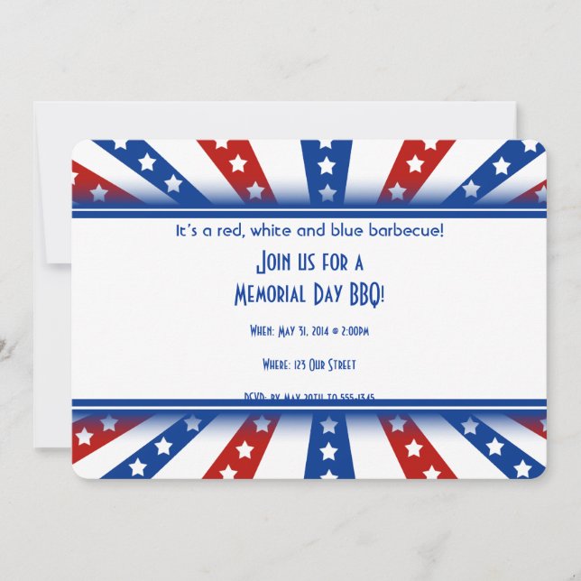 Invitation Jour du Souvenir étoilé d'éclat de drapeau (Devant)