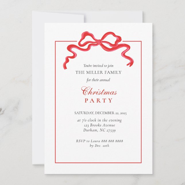 Invitation Jour férié de Noël à l'arc rouge (Devant)