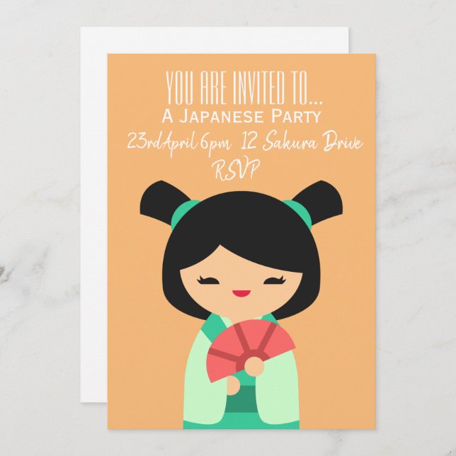 Invitation Jour japonais de pêche à la pêche rose (Devant / Derrière)